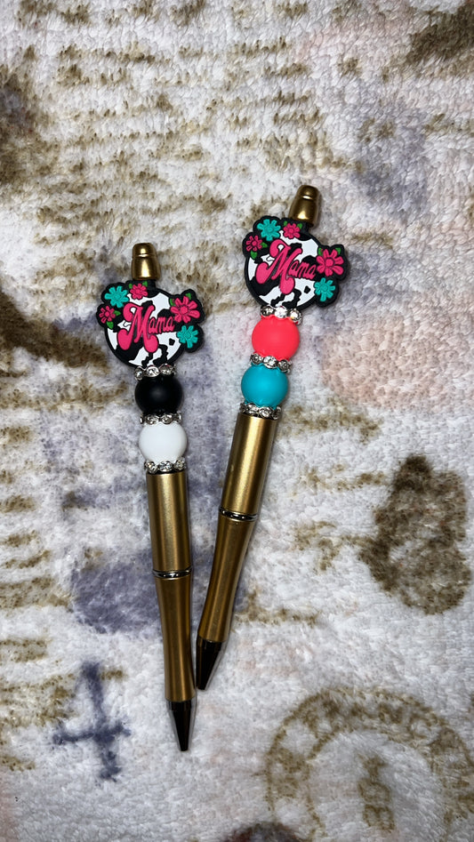 Mama Round #2 Floral Beaded Pen