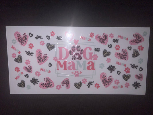 16 oz Glass Cup Dog Mama Decal